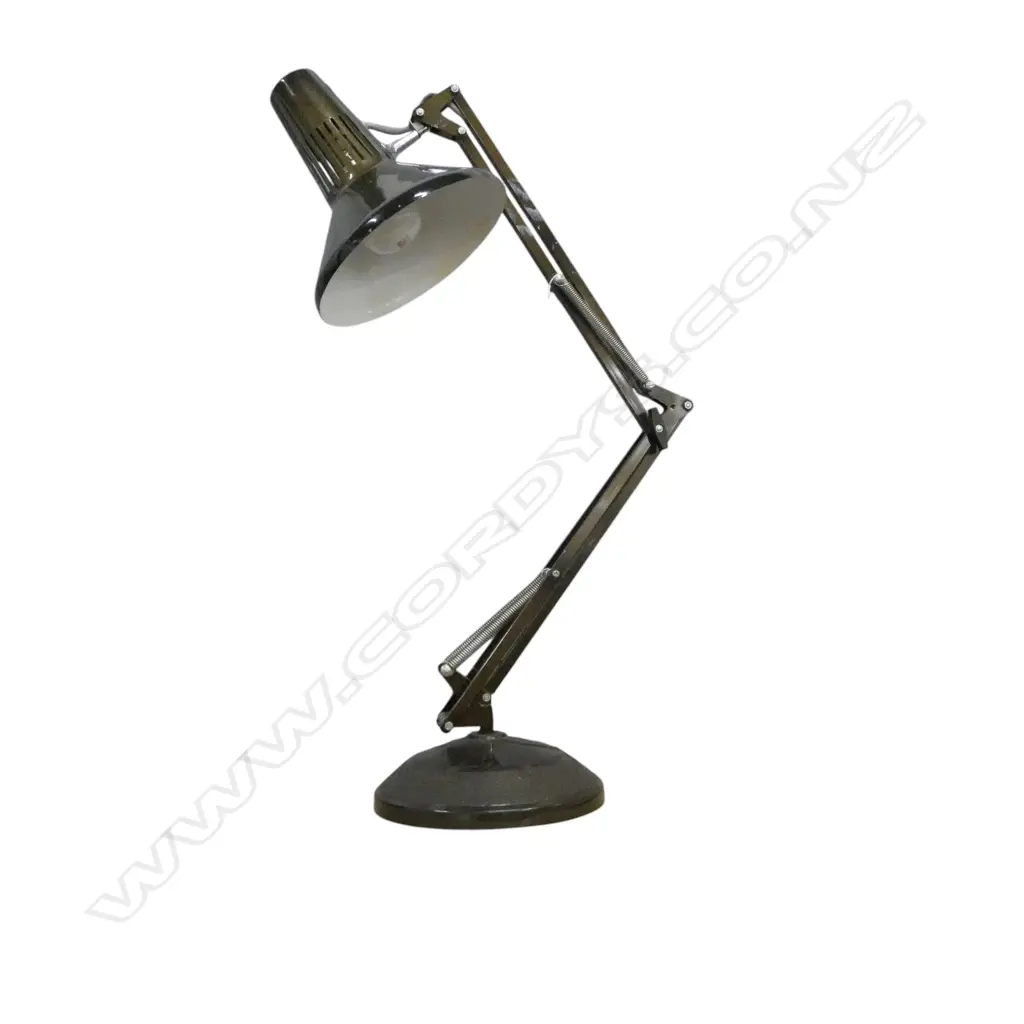 VINTAGE ANGLE-POISE DESK LAMP dark brown metallic finish H.850mm extended Image 1++