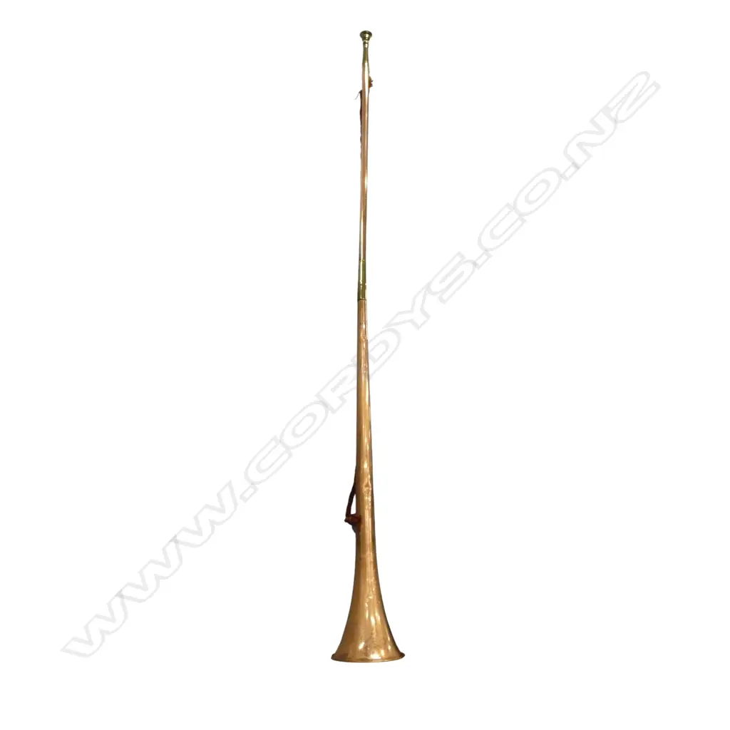 LONG COPPER HERALD'S OR HUNTING HORN brass fittings L.1245mm Image 1++