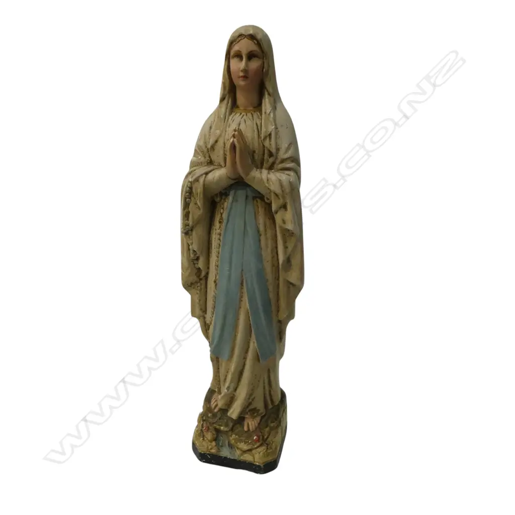 VINTAGE PAINTED PLASTER VIRGIN MARY H.430mm Image 1++