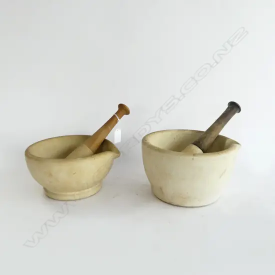 2 CERAMIC MORTAR & PESTLES (LARGER WEDGWOOD 200mm dia)