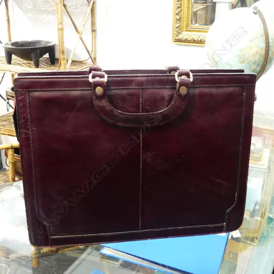 OROTON BURGUNDY LEATHER BRIEFCASE 
