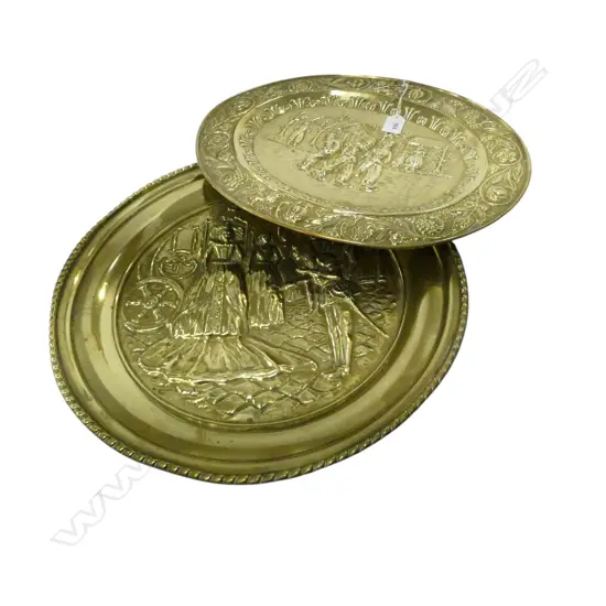 2 BRASS TRAYS 425mm dia