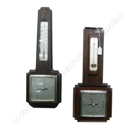TWO SQUARE FORM BAROMETERS H.460mm