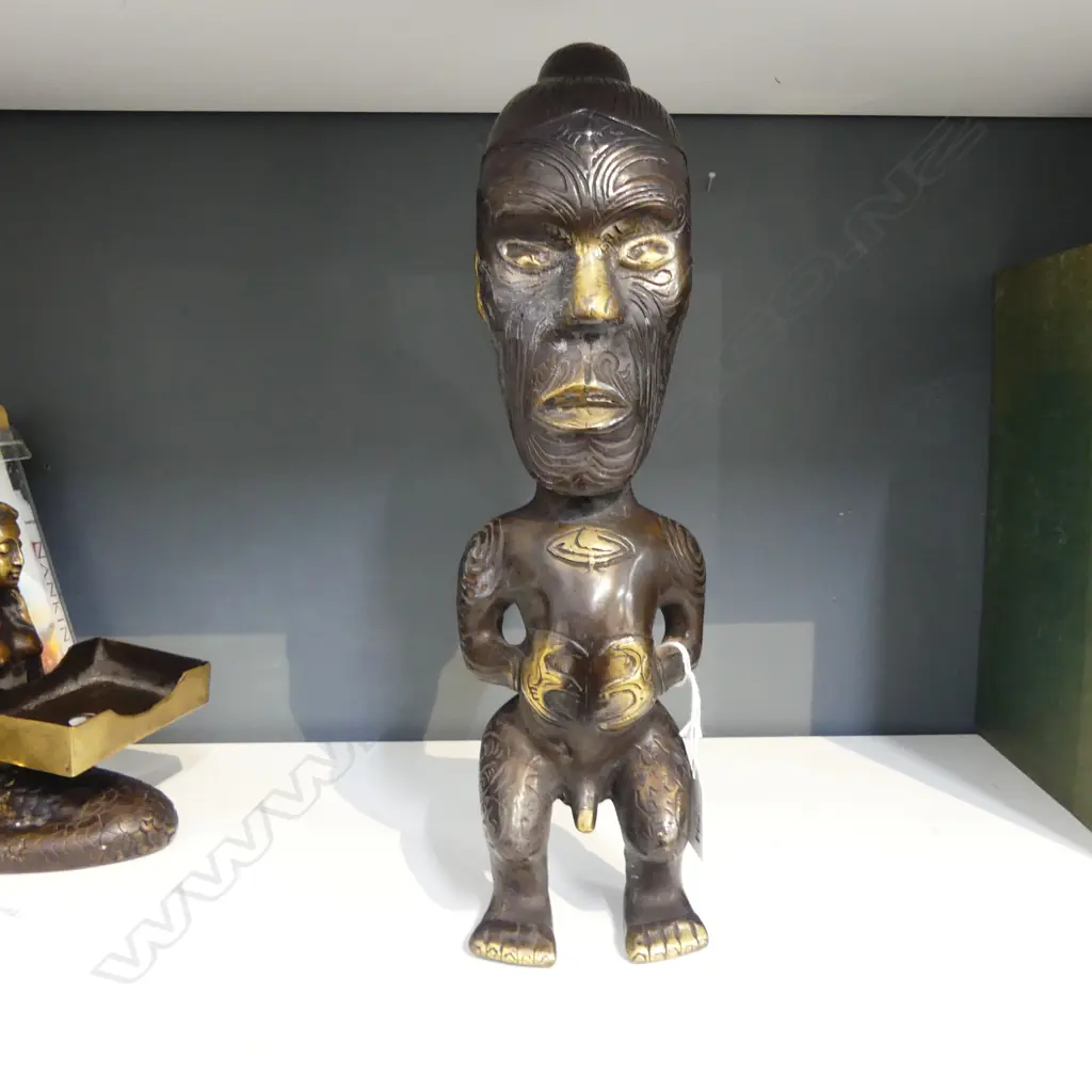 BRONZE MAORI FIGURE H.340mm Image 1++