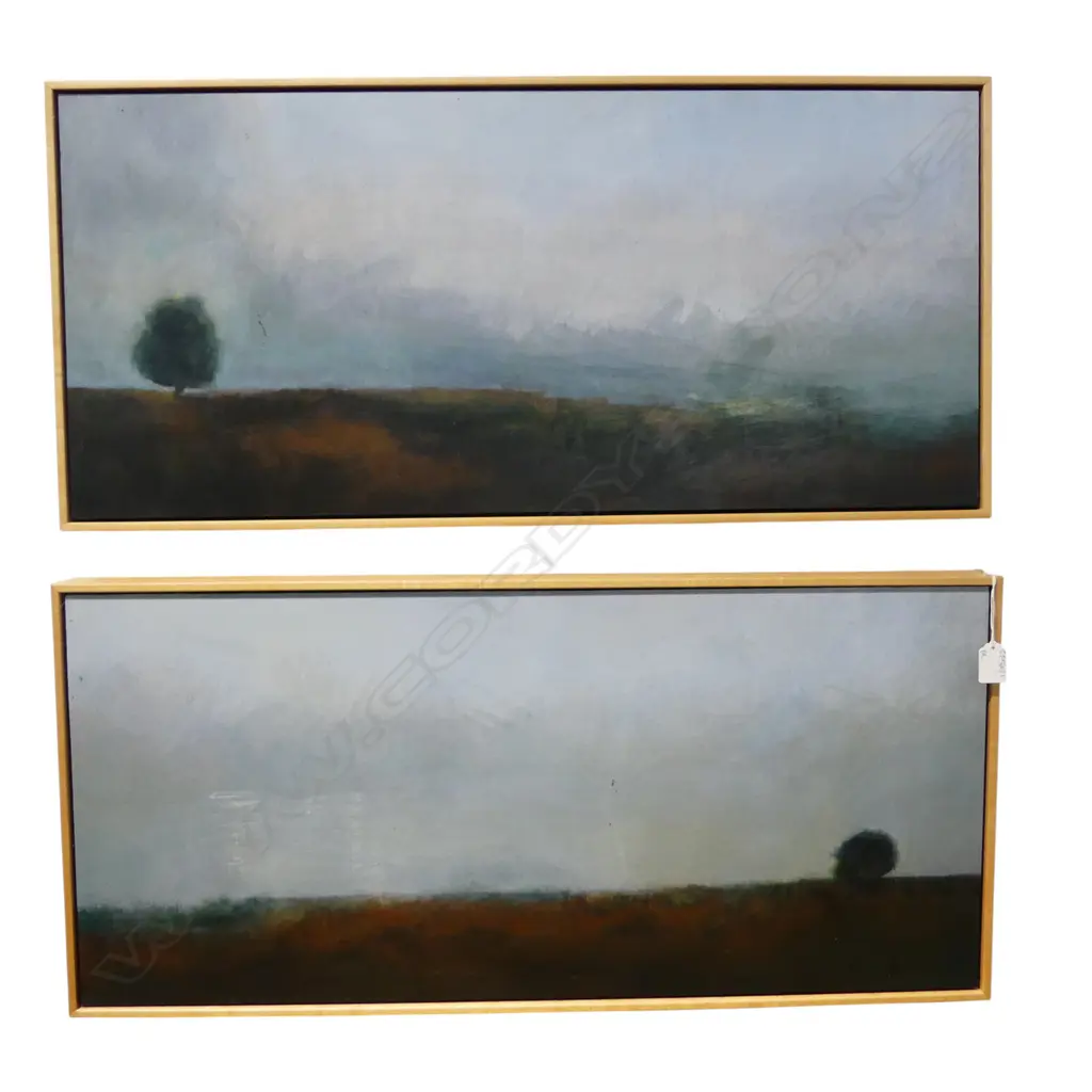 CHARLOTTE CRICHTON DIPTYCH 'SONOROUS BODIES I&II' ACRYLIC ON BOARD 2016 370x810mm Image 1++