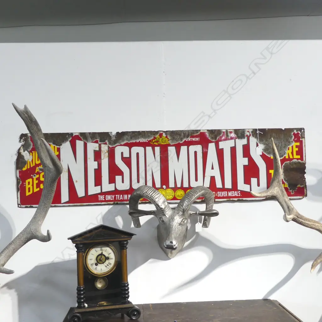 VINTAGE ENAMEL SIGN 'NELSON, MOATES' 305x1220mm Image 1++