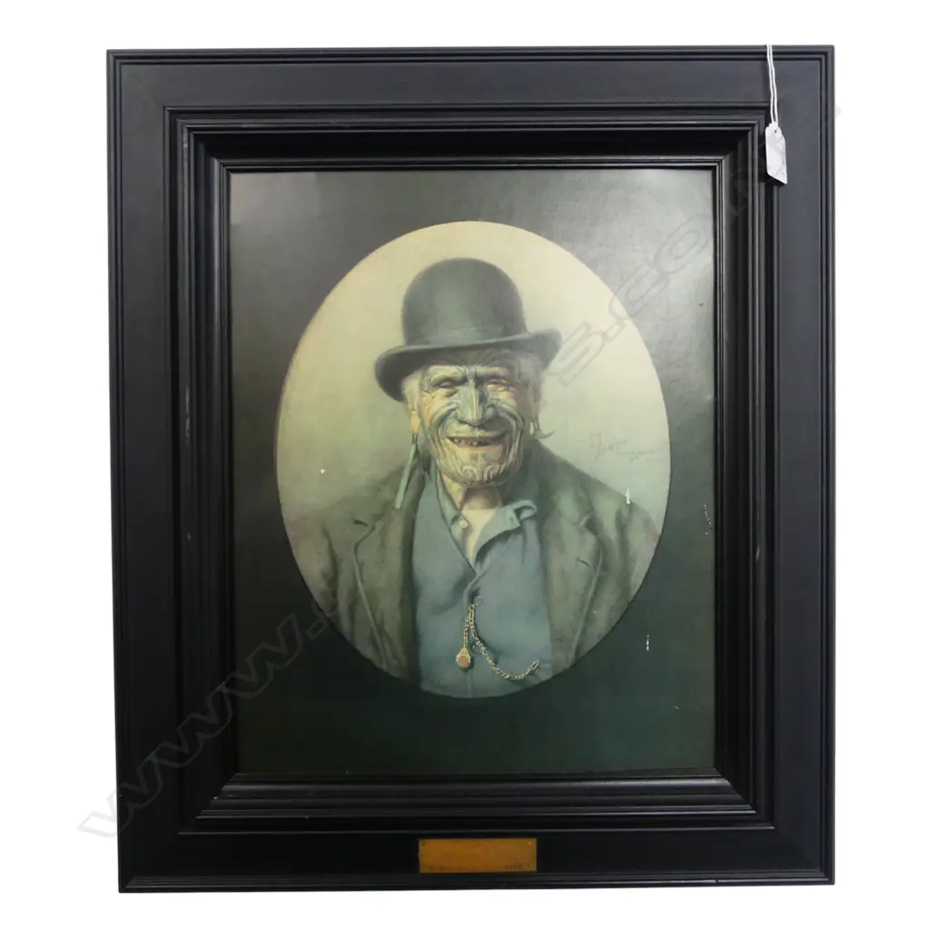 MODERN GOLDIE PRINT ebonised frame. A couple of marks. H.540mm Image 1++