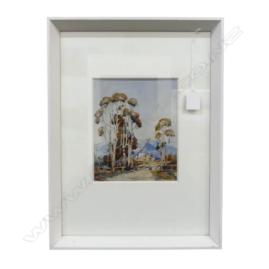 C. H. SNEDDEN, LANDSCAPE w. GUM TREES, WC '38 185x150mm Image 1++