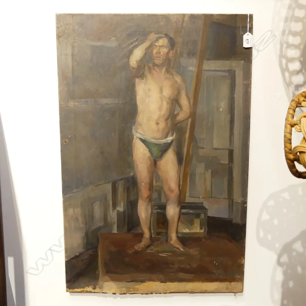 ARTIST UNKNOWN, MALE STUDY, OIL ON CANVAS 760x505mm Image 1++