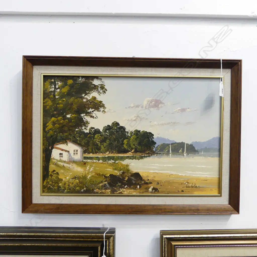 JOHN HORTON OIL PAINTING 'BIG BAY MANUKAU HARBOUR' signed. 295 x 445mm. Image 1++