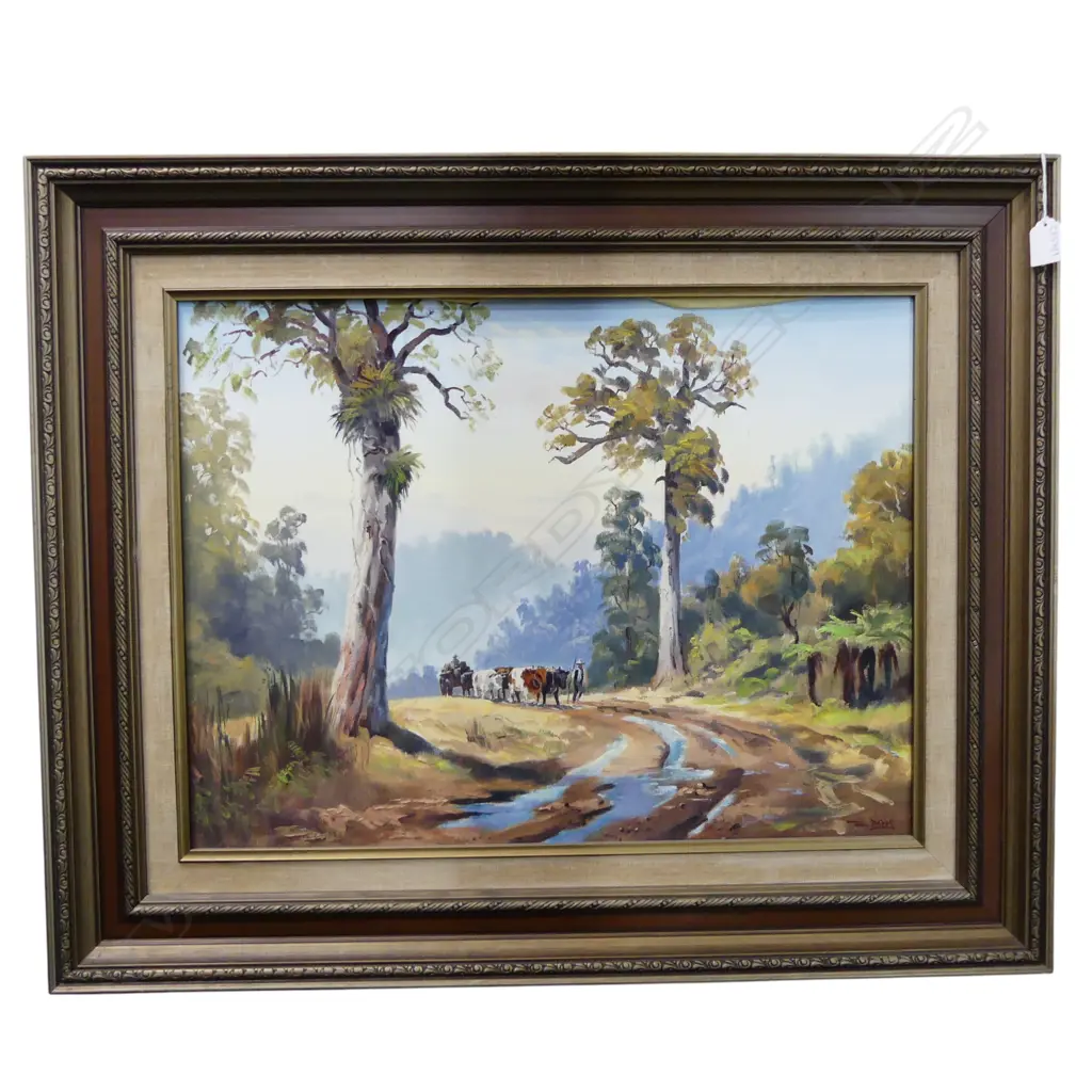 ERNEST PAPPS 'THE BULLOCK WAGON' OIL ON BOARD 445x595mm Image 1++