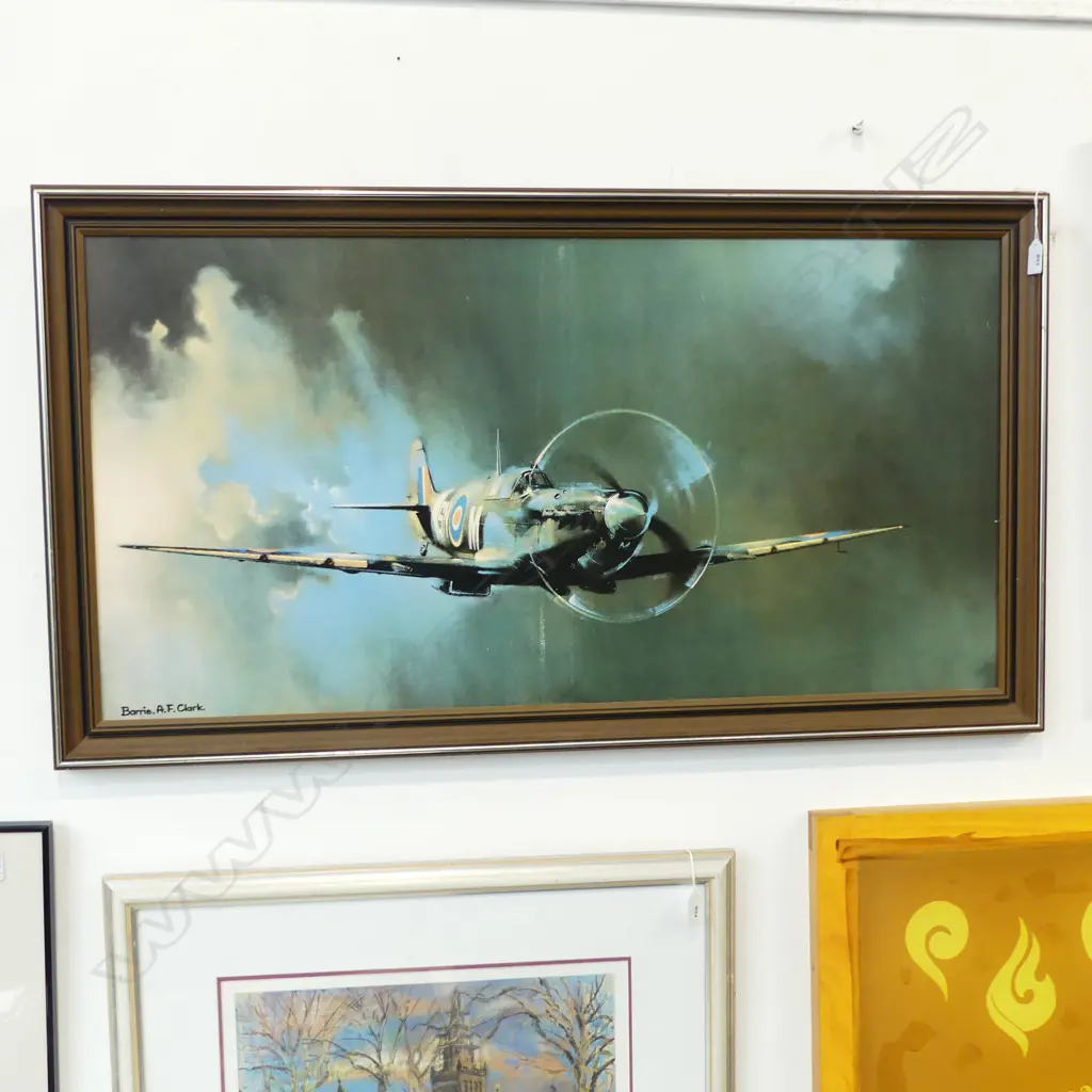 BARRIE A. F. CLARK WARPLANE PRINT, 495x970mm HISTORY VERSO Image 1++