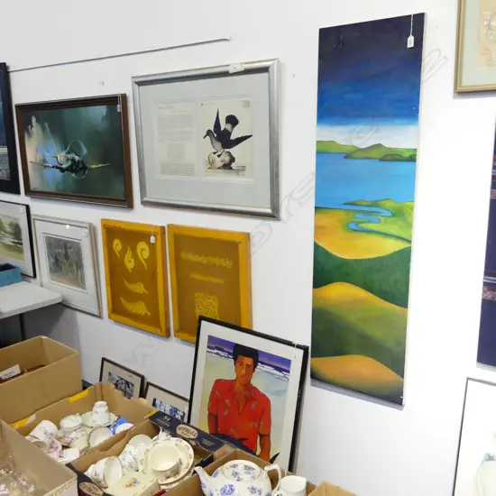 NO DRIFTNETS GREENPEACE POSTER (some water damage) 830x590mm + 6 OTHER PAINTING/PRINTS