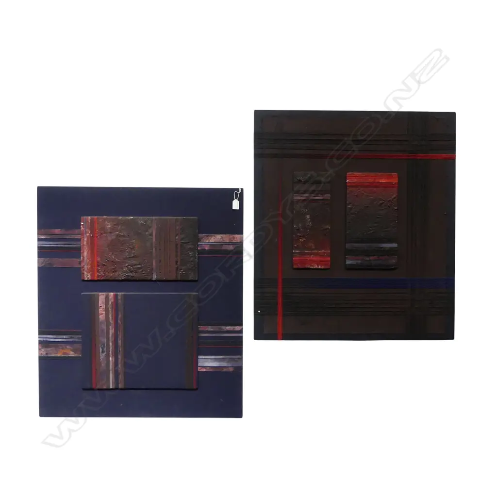 RIB BLOOMFIELD (b. LONDON 1948), MIXED MEDIA DIPTYCH 765x865mm Image 1++