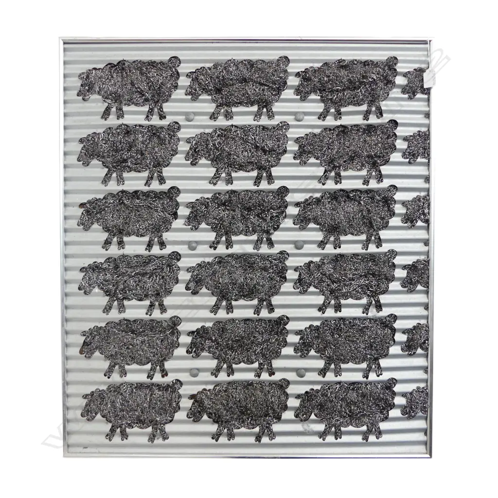 SHEEP ARTWORK; STEEL WOOL & CORRUGATE 825x730mm overall size Image 1++