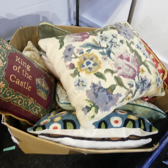 ASST. CUSHIONS, NEEDLEWORK ETC