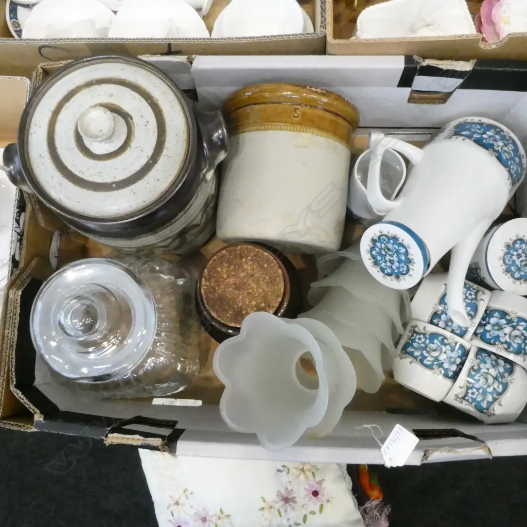 STONEWARE JARS, WOOD & SONS ALPINE COFFEE SET, LAMP SHADES, LOLLY JAR Image 1++