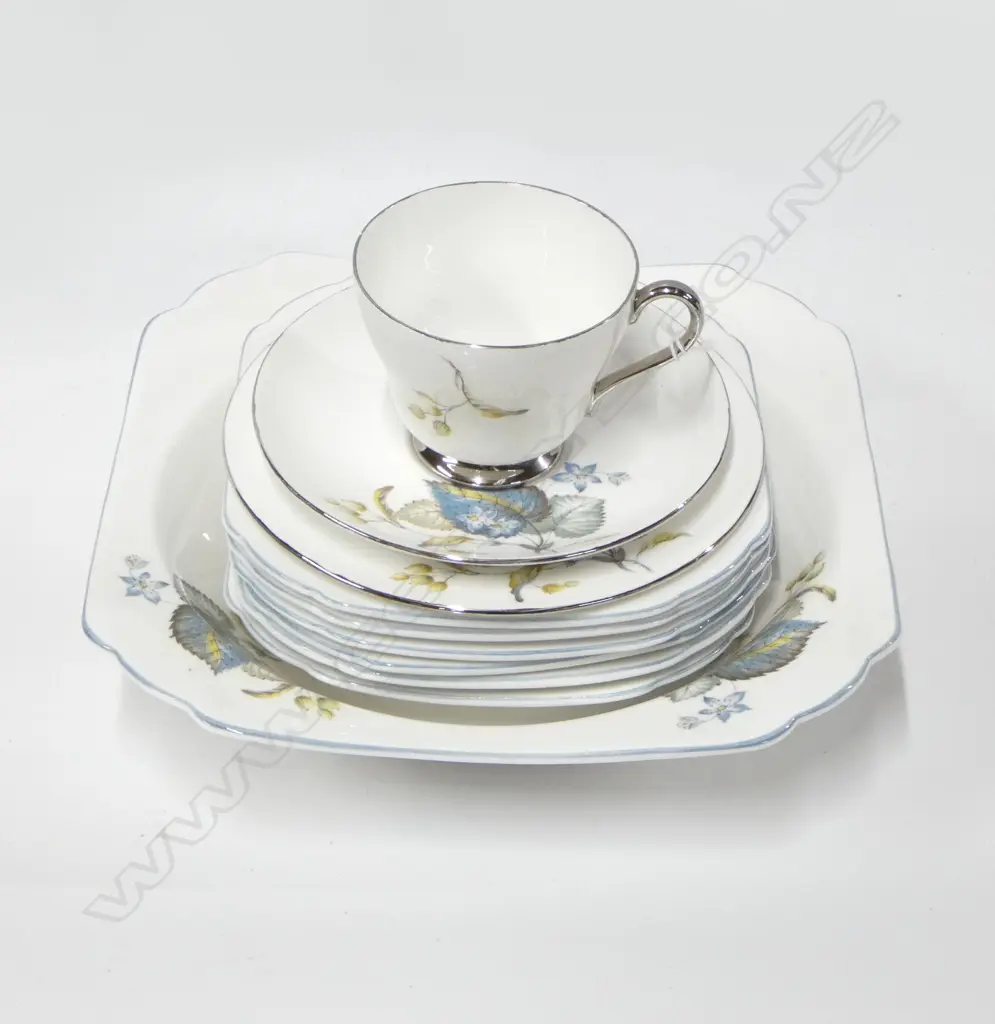 SHELLEY CHINA DESSERT BOWL & 6 PLATES & CSP FLORAL PAT Image 1++