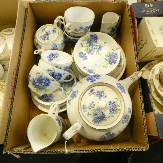 COLLECTION OF HAMMERSLY CHINA CORN FLOWER PAT TEASETS 2 TEAPOTS ETC (From the Estate of Tommy Doyle)