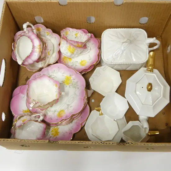 BOX LOT FOLEY 3PC TEASET EDWARDIAN TEASET ETC