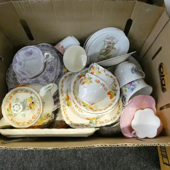BOX LOT PART TEASETS TEAPOT CSPS ETC