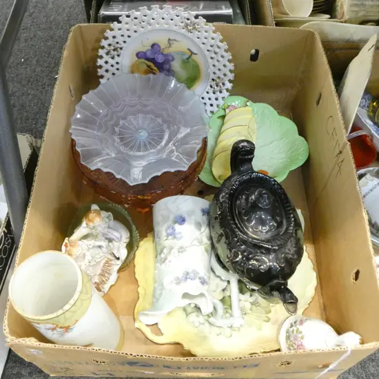 ASST. GLASSWARE & CHINA Incl. CARLTON WARE DISH & ROYAL WINTON