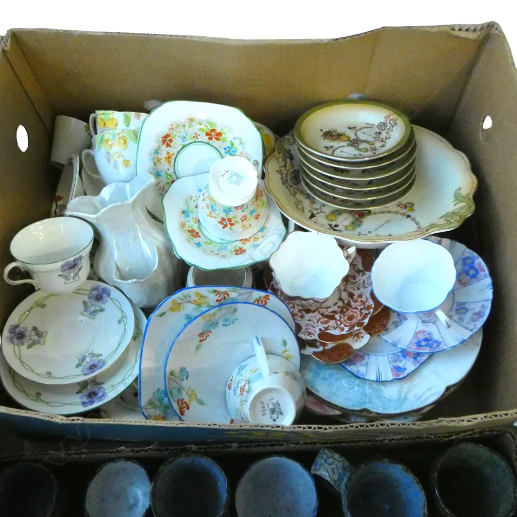 BOX LOT PART TEASETS CSPS EDWARDIAN SALAD SET ETC Image 1++