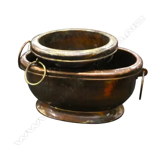 LARGE COPPER CHAMPAGNE BUCKET W.560mm + COPPER URN H.240mm
