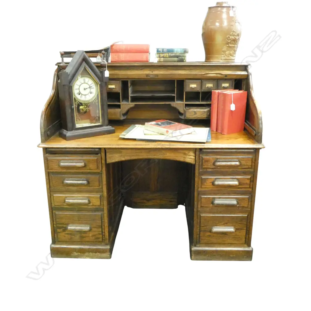 OAK ROLL TOP DESK 1270x775mm Image 1++