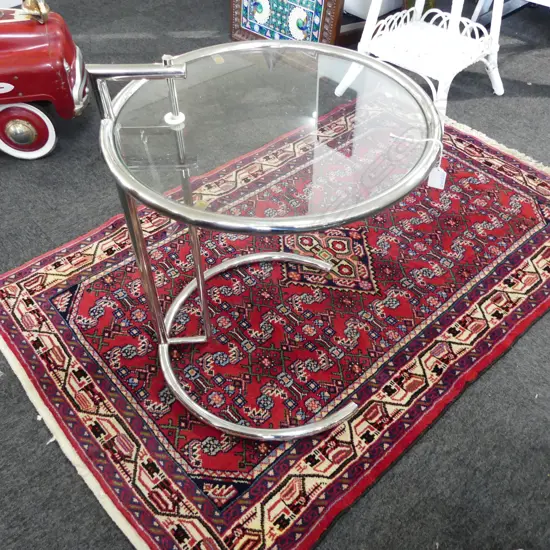 DECO EILEEN GRAY STYLE CHROME & GLASS SIDE TABLE H.680mm