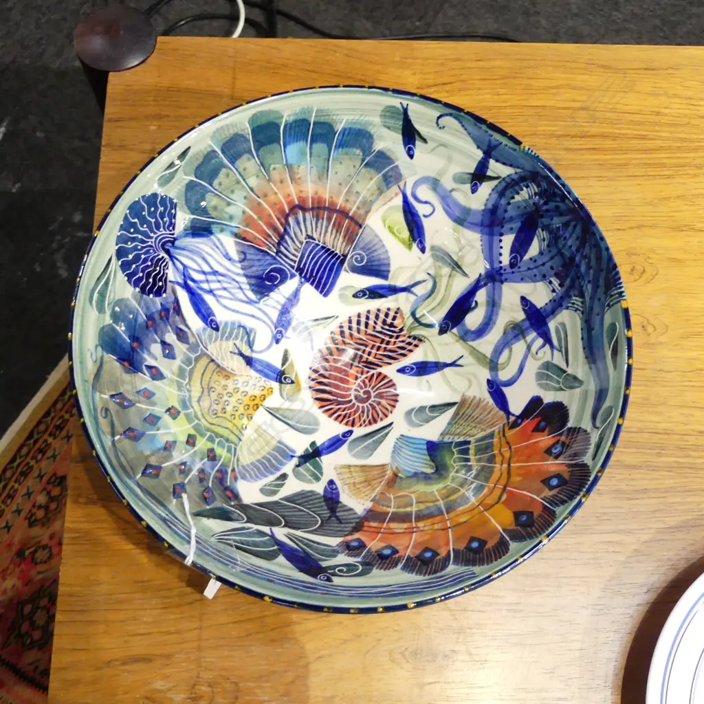 PRU GREEN WIVENHOE STUDIO POTTERY BOWL 280mm dia Image 1++