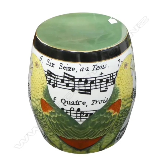 CERAMIC DRUM STOOL, BIRD & MUSIC DESIGN BY CAM (CREATIVELY ACTIVE MINDS) H.440mm