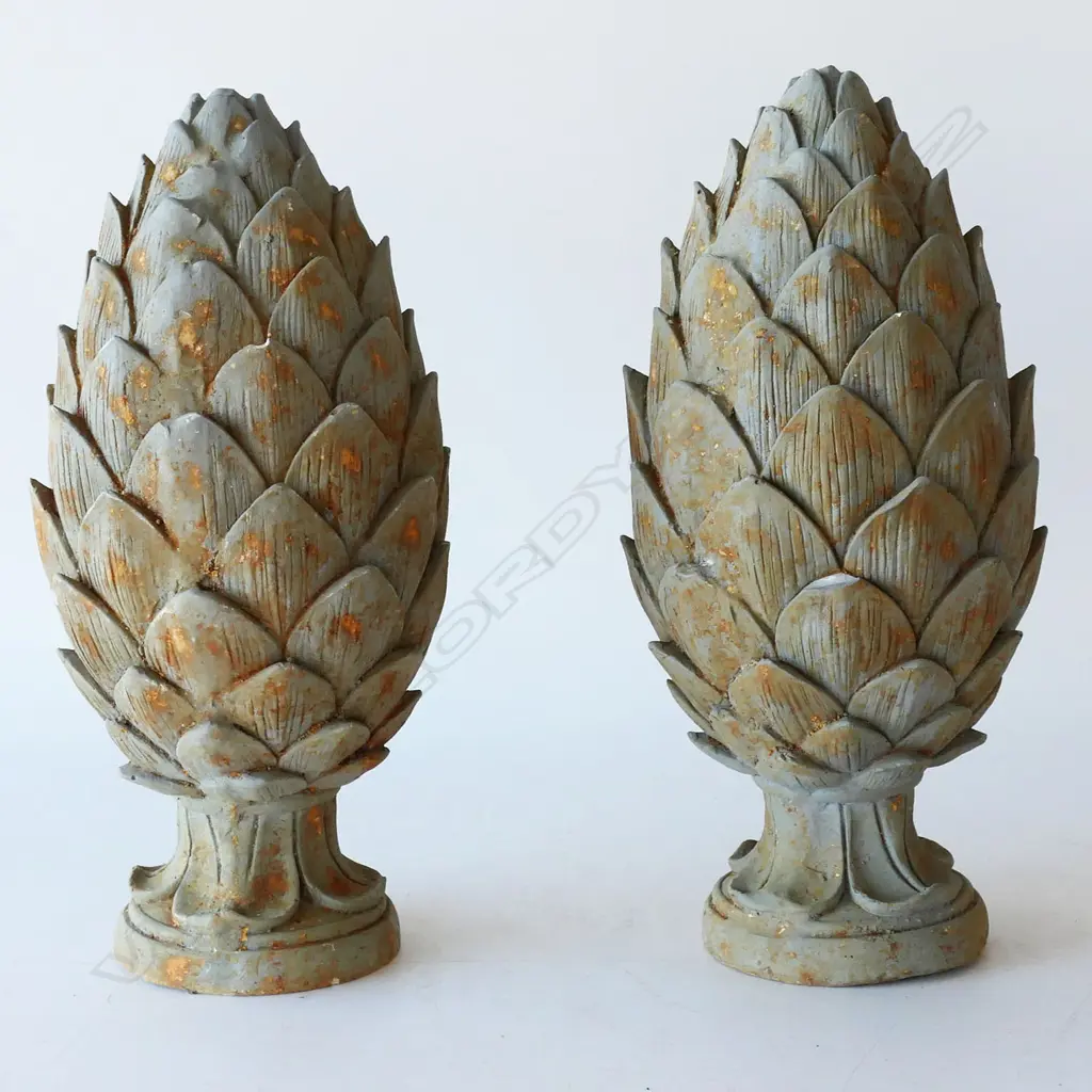 PR PAINTED PLASTER ARTICHOKE FINIALS H.500mm 4.2KG EACH, MINOR LOSSES Image 1++