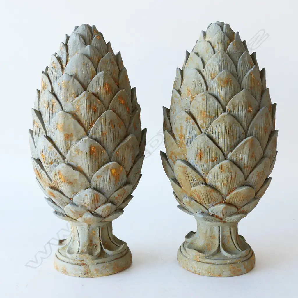 PR PAINTED PLASTER ARTICHOKE FINIALS H.500mm 4.2KG EACH, MINOR LOSSES Image 1++