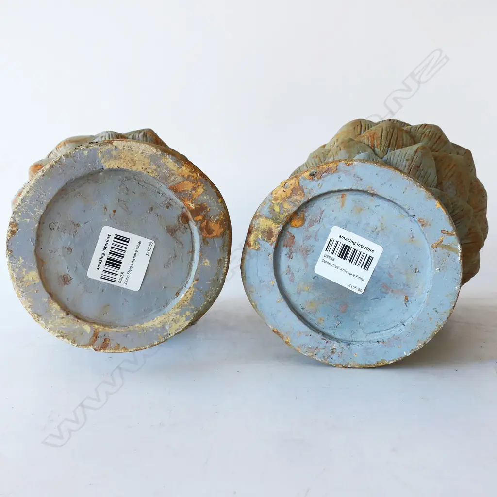 PR PAINTED PLASTER ARTICHOKE FINIALS H.500mm 4.2KG EACH, MINOR LOSSES Image 1++