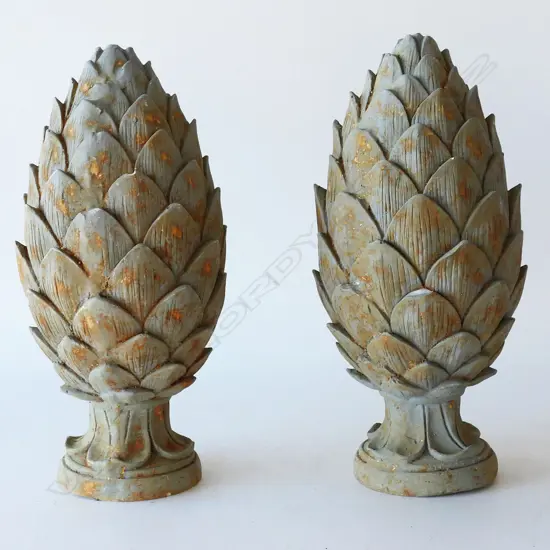 PR PAINTED PLASTER ARTICHOKE FINIALS H.500mm 4.2KG EACH, MINOR LOSSES