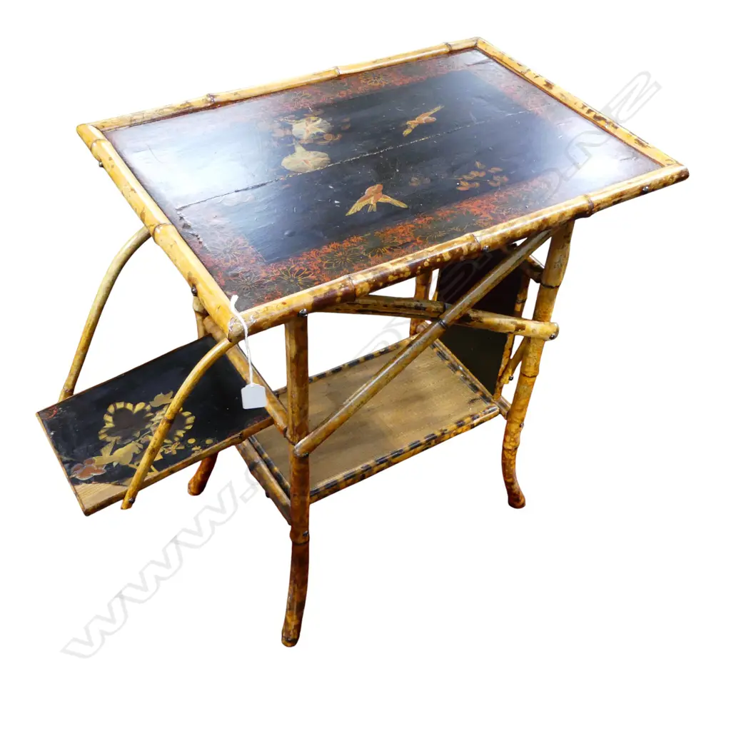 BAMBOO & LACQUER SIDE TABLE 655x460x730mm Image 1++