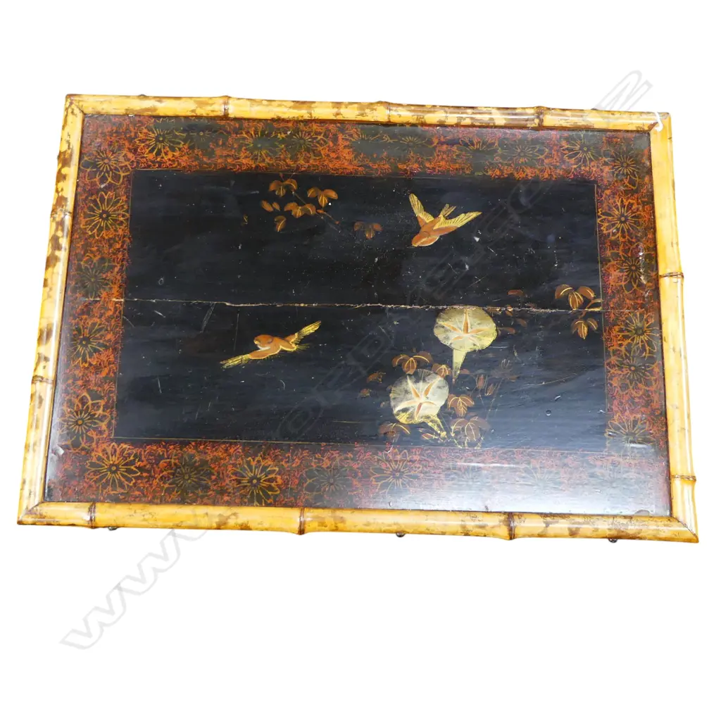 BAMBOO & LACQUER SIDE TABLE 655x460x730mm Image 1++