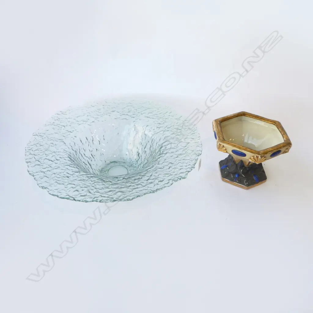 LARGE GLASS BOWL Dia.480mm WITH AMPHORA COMPORT Image 1++