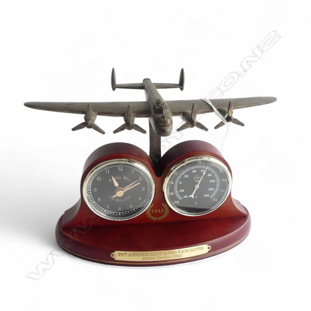 70th ANNIVERSARY AVRO LANCASTER DESKTOP CLOCK W.240 H.160mm Image 1++