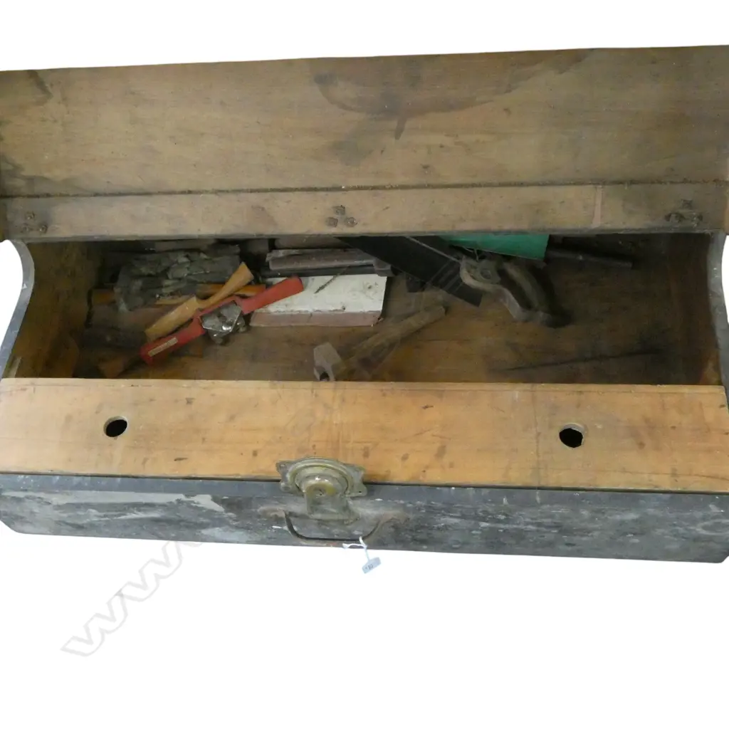 VINTAGE CABINET MAKERS FITTED TOOL CHEST w. ASST. TOOLS etc 890x510x240mm Image 1++