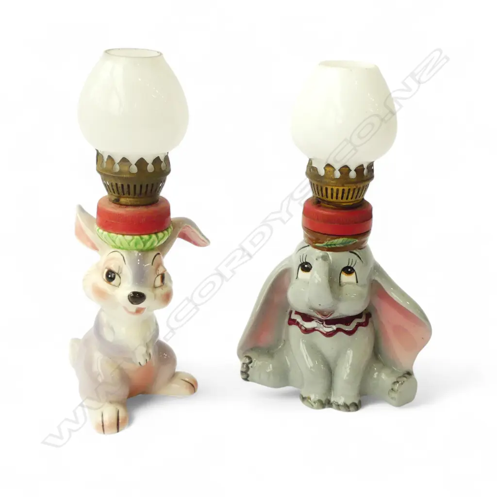 2 WALT DISNEY VINTAGE LAMPS ‘CROWN DISNEY LAMP’ DUMBO & THUMPER, H.180MM Image 1++