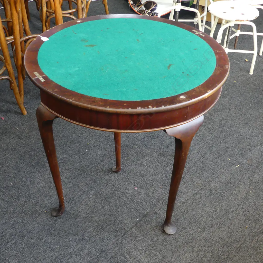 MAHOGANY DEMI LUNE CARD TABLE W.840mm Image 1++