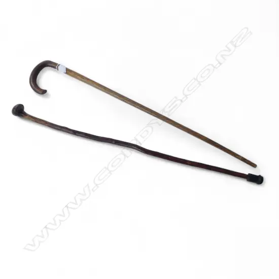 PITCAIRN ISLAND WALKING STICK & SHILLELAGH IRISH WALKING STICK, L.845MM L.875MM