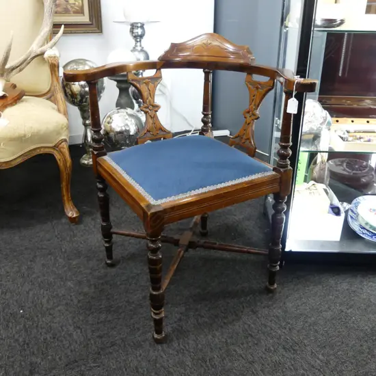 EDWARDIAN UPHOLSTERED CORNER CHAIR