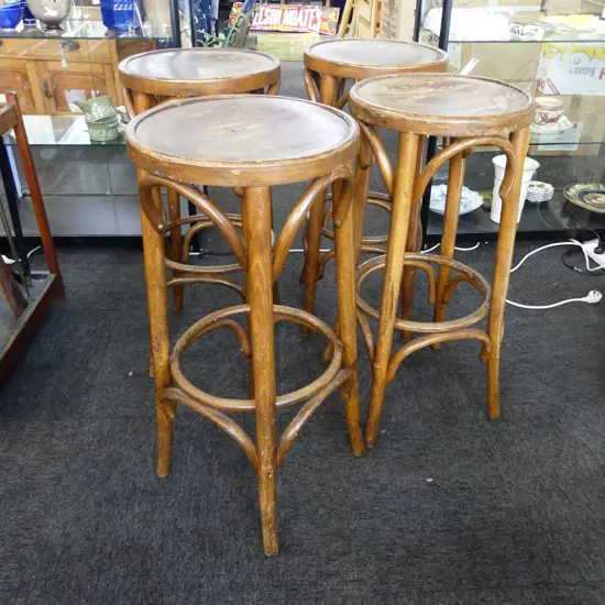 SET OF FOUR BENTWOOD STOOLS H.790mm