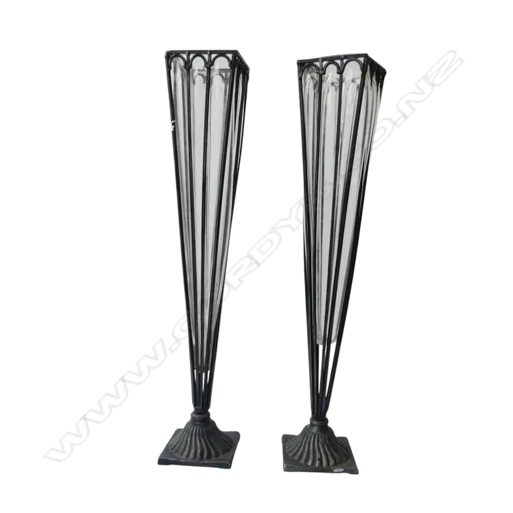 PR TALL GLASS & METAL VASES H.685mm Image 1++