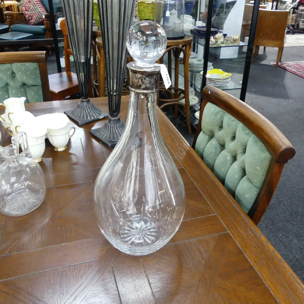 LG CRYSTAL DECANTER w. STG SILVER RIM, B'HAM 2001 H.420mm Image 1++