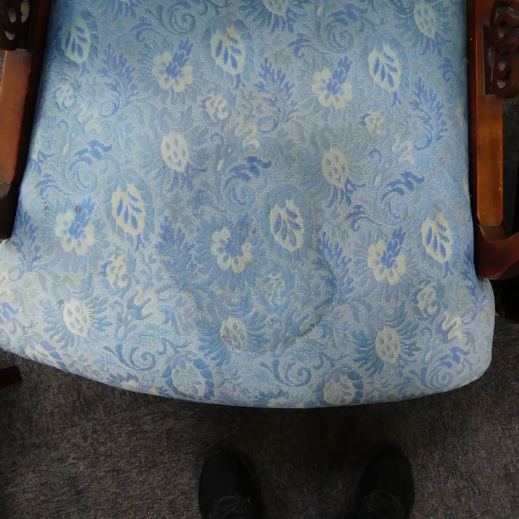2 UPHOLSTERED EDWARDIAN CHAIRS - 1 REPRO Image 1++