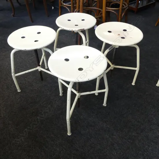 FOUR METAL SWIVEL STOOLS OF HUNGARIAN MAKE H.490mm